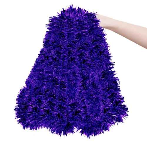 33ft Purple Christmas Tinsel Garland,Xmas Metallic Twisted Hanging Garland for Halloween Chistmas Tree Fireplace Mantle Home Decoration