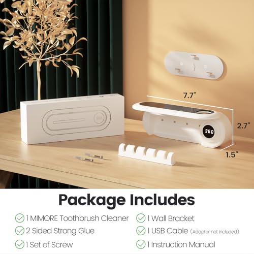 Wall Mounted Toothbrush Holder with 5 Slots and 6-Minute Timer - White