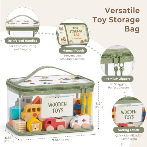 Large Black Waterproof Toy Storage Bags 8 Pack - Kids Room Organizer with Zipper