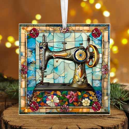 FLAGWIX Christmas Sewing Gifts for Women - Acrylic Christmas Ornaments 2025 for Tree Decorations - Sewing Machine Ornament, Quilting Gifts for Quilters Sewers Mom Grandma Friend Sister