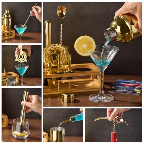 12-Piece Cocktail Shaker Set with Bamboo Stand | Bartender Kit for Home & Bar