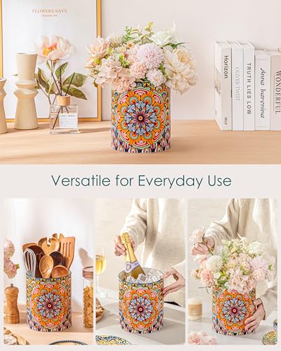 Vancasso Regal Bloom Ceramic Utensil Holder Set - 7.3" & 5.5" Kitchen Counter Organizers