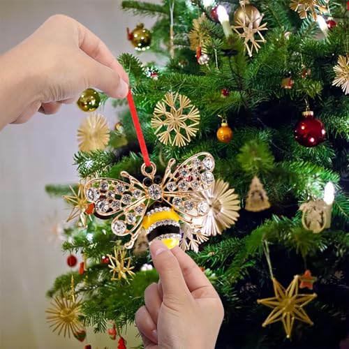 BIZIBAFF Bee Christmas Ornament - Metal Yellow Bee Decor Gift for Women, A- Bee