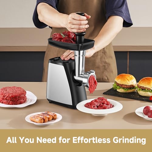 Electric Meat Grinder 3-in-1 Sausage Stuffer Kubbe Maker 2800W - Silver