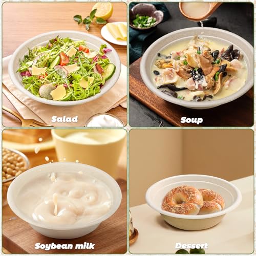 32oz Disposable Paper Bowls - 150 Pack Large Biodegradable Soup Bowls
