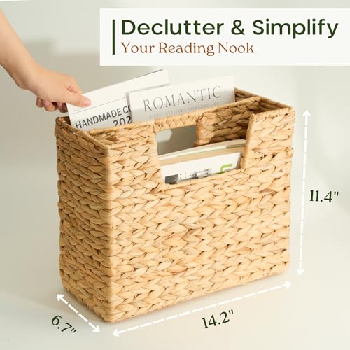 Wicker Magazine Basket Water Hyacinth Handwoven Storage Organizer