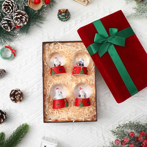 Yerliker 4-pack 1.8in Christmas Snow Globes – Red Tree & Santa Trio