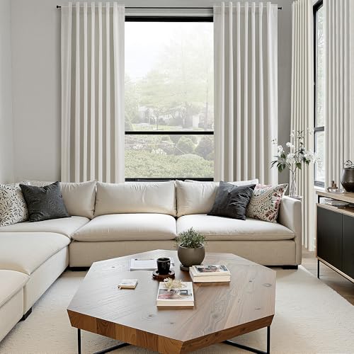 Nanspring Extra Long 100% Blackout Linen Curtains 108 Inch Length