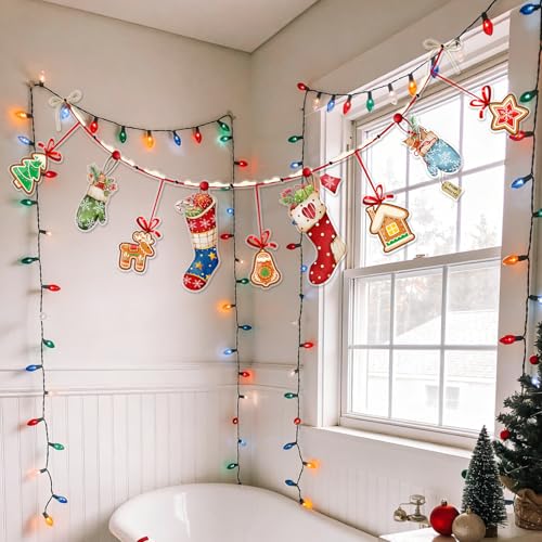 Runtoo Christmas Banner Garland – Indoor/Outdoor Wall Fireplace Mantel Decor, Reusable Vinyl Holiday Sign