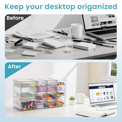 Vtopmart Acrylic Desk Organizer Set with 16 Drawers - Variation B, 4 Pack