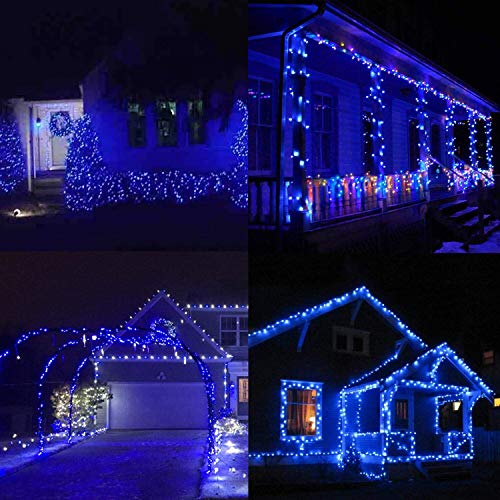 Blue 98.5ft Outdoor Indoor LED String Lights with 8 Modes & Waterproof for Holiday & Party