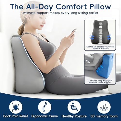 Natural Latex Wedge Pillow Support Cushion for Back Waist Legs - Grey & Black Variations