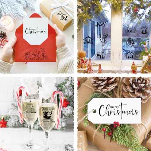 96Pcs Christmas Nativity Decals Stickers for Crafts Vinyl Christmas Word Stickers for Glass Jars Nativity Mason Jar Decals Sticker for Ornaments Ball Glass Cup Bottle Decor(love96)