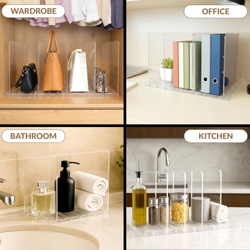 Adjustable Clear Closet Shelf Dividers for Bags & Clothing Storage