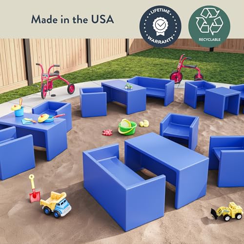 Children's Factory 3-in-1 Cube Chair for Kids Sky Blue - Versatile Classroom Seating with Flip & Convertible Design