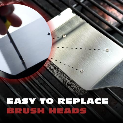 Bristle-Free Grill Brush Cleaner & Scraper with Replaceable Wood Head - 16"