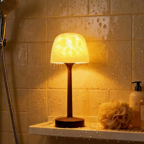 Walnut Finish Waterproof Shower Light with 16 Color Projection and Remote Control