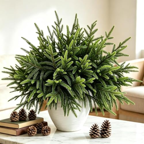 DERJLY 24 Pack 18-Inch Norfolk Pine Branches Real Touch Green-24pcs
