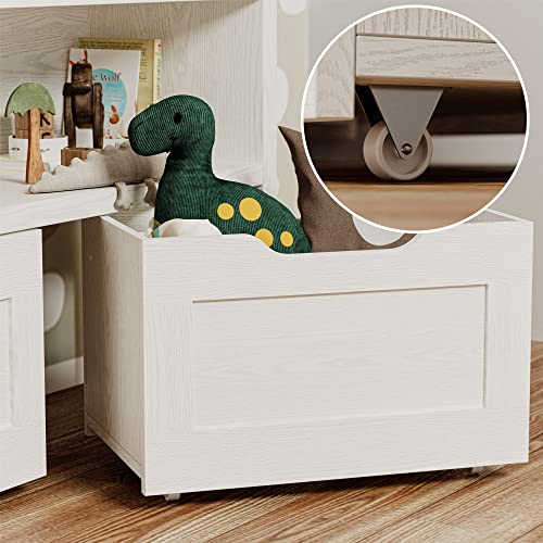 IRONCK Large White Toy Storage Organizer with Drawers & Open Shelves