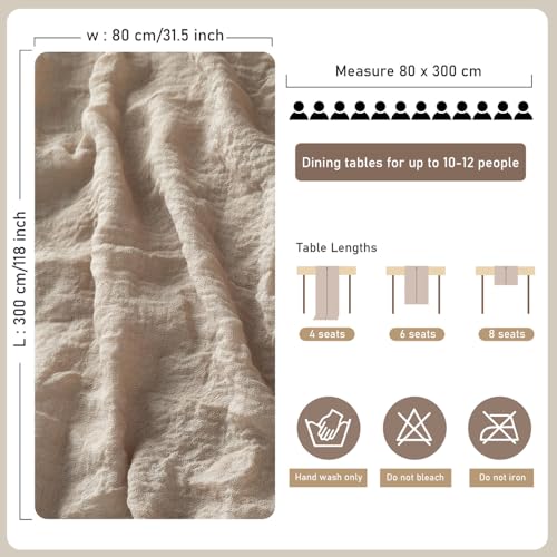 YATOJUZI Beige 10ft Cheesecloth Table Runner - 120in Natural Rustic Gauze