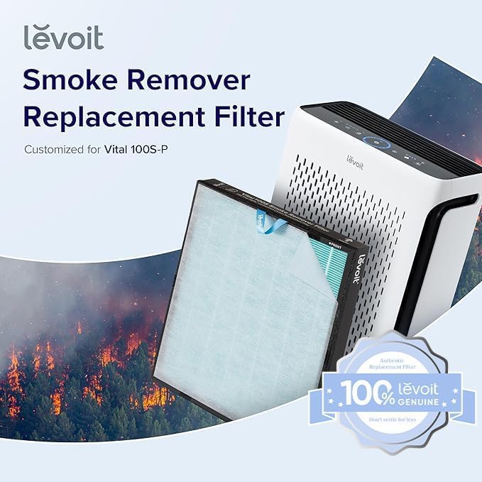 LEVOIT Vital 100S-P Air Purifier Replacement Filter - Genuine 4-in-1 HEPA & Carbon Filter, Blue, 1 Pack