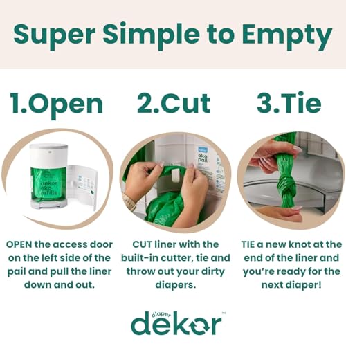 Diaper Dekor EKO Classic Diaper Pail White Eko White Hands-Free Refill System