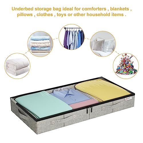 4 Pack Under Bed Storage Containers - Large Capacity, Clear Windows & Reinforced Handles