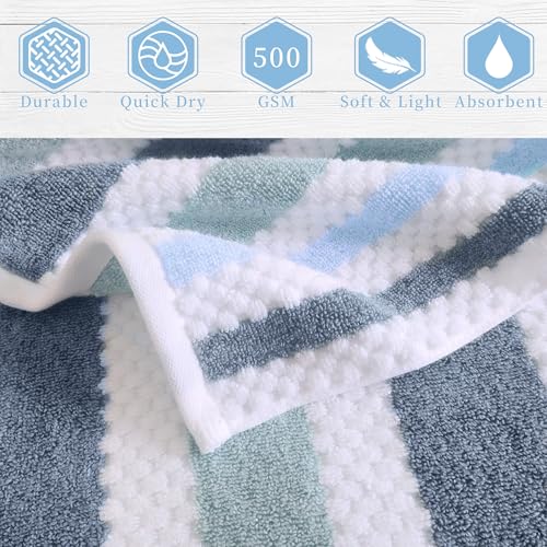 VOOVA & MOVAS Blue-Gray & White 4-Piece Waffle Hand Towels Set 16x27 in