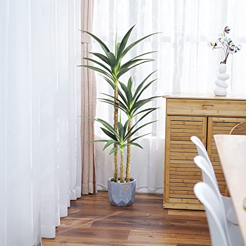 4ft 8in Faux Agave Tree with 3 Heads - Realistic Artificial Indoor & Outdoor Plant