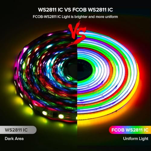 RGB LED Strip Light 16.4ft DC12V Addressable WS2811 Smart IC Colorful Lighting