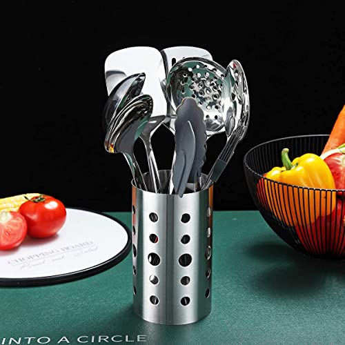 Berglander 13-Piece Stainless Steel Kitchen Utensils Set with Holder - Non-Stick & Heat Resistant