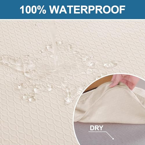 Smiry Waterproof Dining Chair Seat Covers Set of 6 - Beige