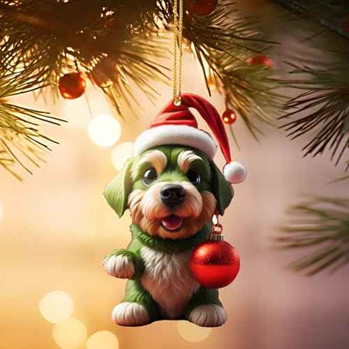 5pcs Dog Ornaments for Christmas Tree, Acrylic Flat 3D Effect, Hanging Decorations for Festival and Holiday,Dog Lover Gift 2025,Adorable Seasonal Accent & Classic Home D?cor,3 inches