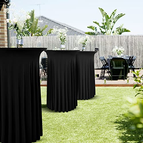 Black Round Cocktail Table Skirt 32x43 Inches - 10 Pack - Stretch Spandex