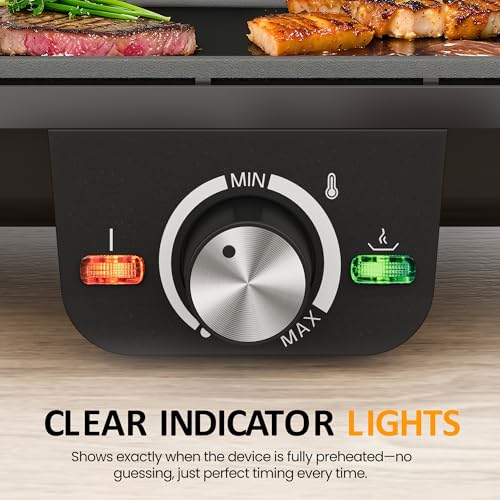 35-Inch Electric Griddle 1600W with Foldable Dual Zone Nonstick Surface