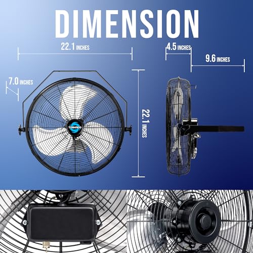18-Inch High Velocity Wall Fan - Industrial, Commercial & Residential Use - Tornado Model 1