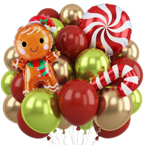 Froova Christmas Balloon Set Red Green Gold 12" Latex & Foil Balloons for Holiday Party