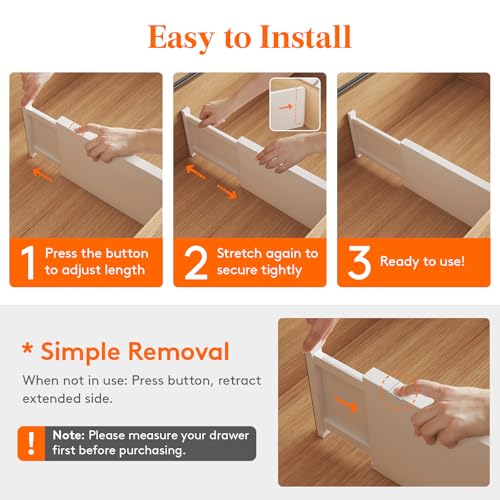 Lifewit Adjustable Drawer Dividers 6" Tall, Expandable & Non-Slip, Fits 13.5-22" Drawers (Set of 8)