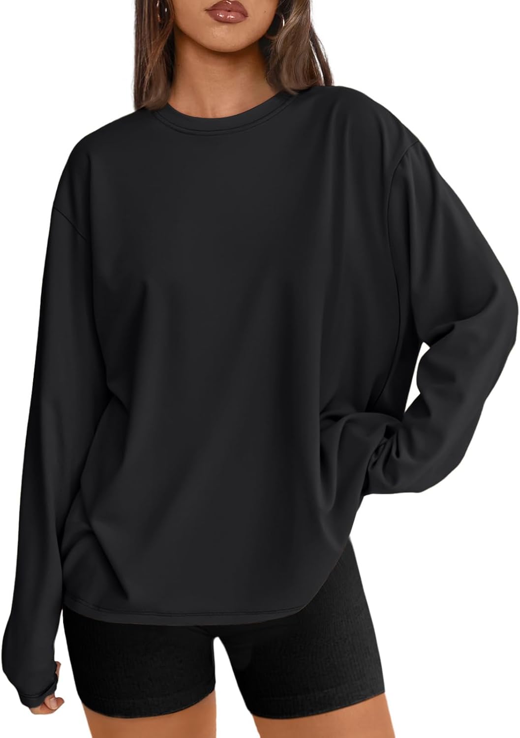 Trendy Queen Oversized Long Sleeve T-Shirt - Casual Spring & Fall Basic Tee for Women