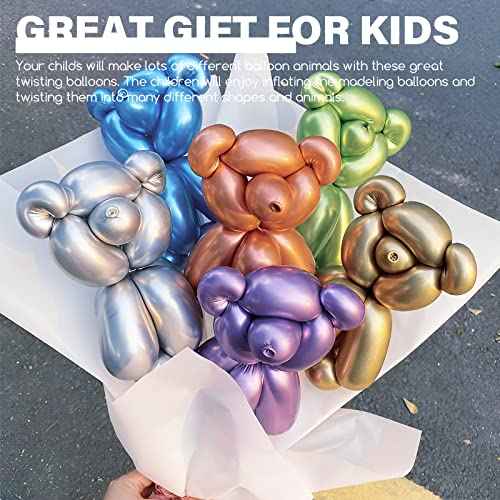 200 Pieces 260 Balloons Twisting 260Q Long Balloons for Balloon Animals Making Weddings Birthdays Christmas Party Decoration (Silver)