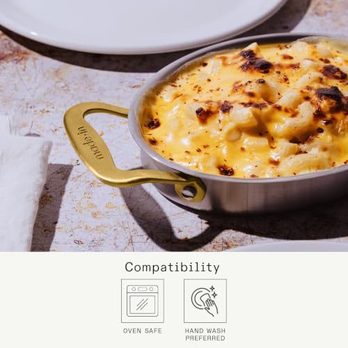 Stainless Steel Oval Gratin Dish Set - Oven Safe Up to 750°F, 2-Piece