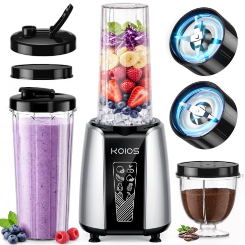 KOIOS Black 1000W Personal Blender for Smoothies & Frozen Drinks