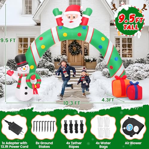 Whubefy 10.3Ft Christmas Inflatable Archway with Santa, Snowman & Gifts - Santa Archway (10.3FT-Santa Archway)