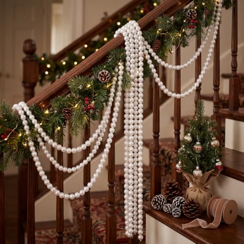 Riceshoot 19.7ft White Pearl Garland 14mm Faux Pearl String