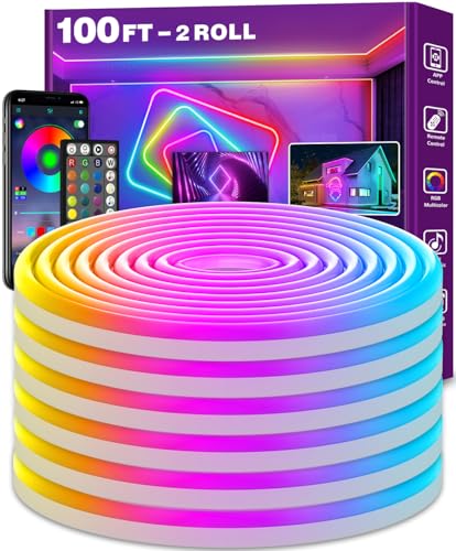 LETIANPAI 100Ft RGB Neon Rope Lights Waterproof Outdoor & Indoor LED Strip with App & Remote