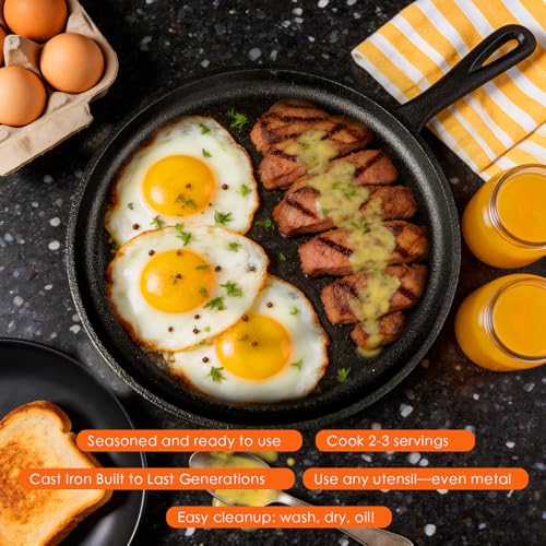 6-Piece Cast Iron Cookware Set with Dutch Oven, Skillets & Griddle - Pre-Seasoned, PFAS-Free