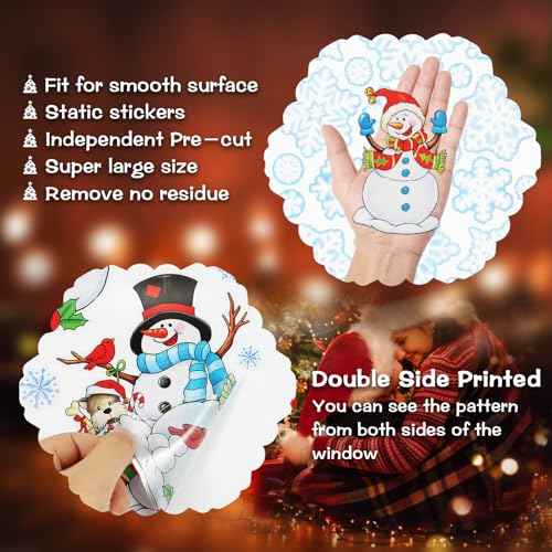 6 Sheets Christmas Window Clings Double-Sided Snowman & Snowflake Decorations for Glass Windows Reusable Snowman Christmas Window Stickers for Glass Peel & Stick Holiday Decals for Home Party Decor