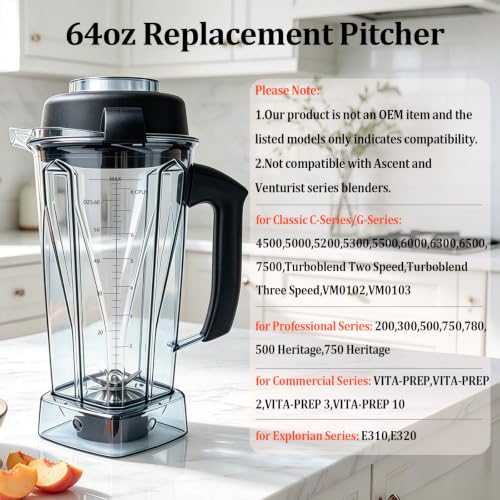 GreenTrend 64oz Blender Pitcher for Vitamix 5200-7500 Series Replacement Container