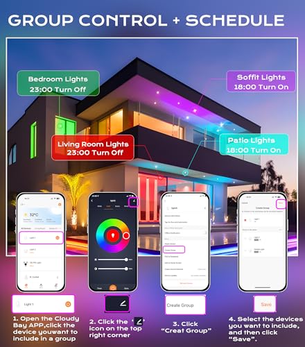 CLOUDY BAY 4 Inch White RGB+CW Smart WiFi Recessed LED Lights, Voice & App Control