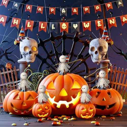 Halloween Ghost Miniature Tree Topper Spooky Halloween Tree Ornaments 5.5 Inches Mini Christmas Treetops Ornaments for Home Party Supplies(Gauze Ghost)